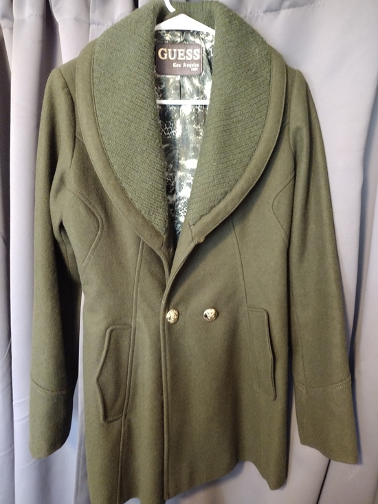Guess Jackets & Blazers - GUESS Women's Olive Green Shawl Collar Coat